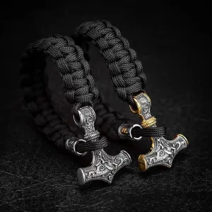 Stainless Steel Paracord and Mjolnir Bracelet