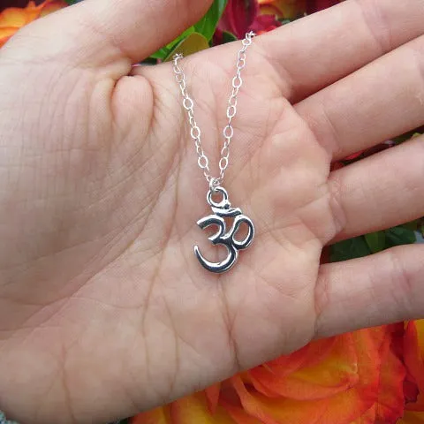 Sterling Silver OM Necklace | Spiritual Symbol OM Charm