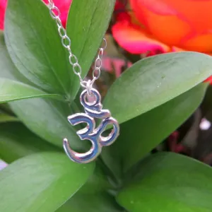 Sterling Silver OM Necklace | Spiritual Symbol OM Charm
