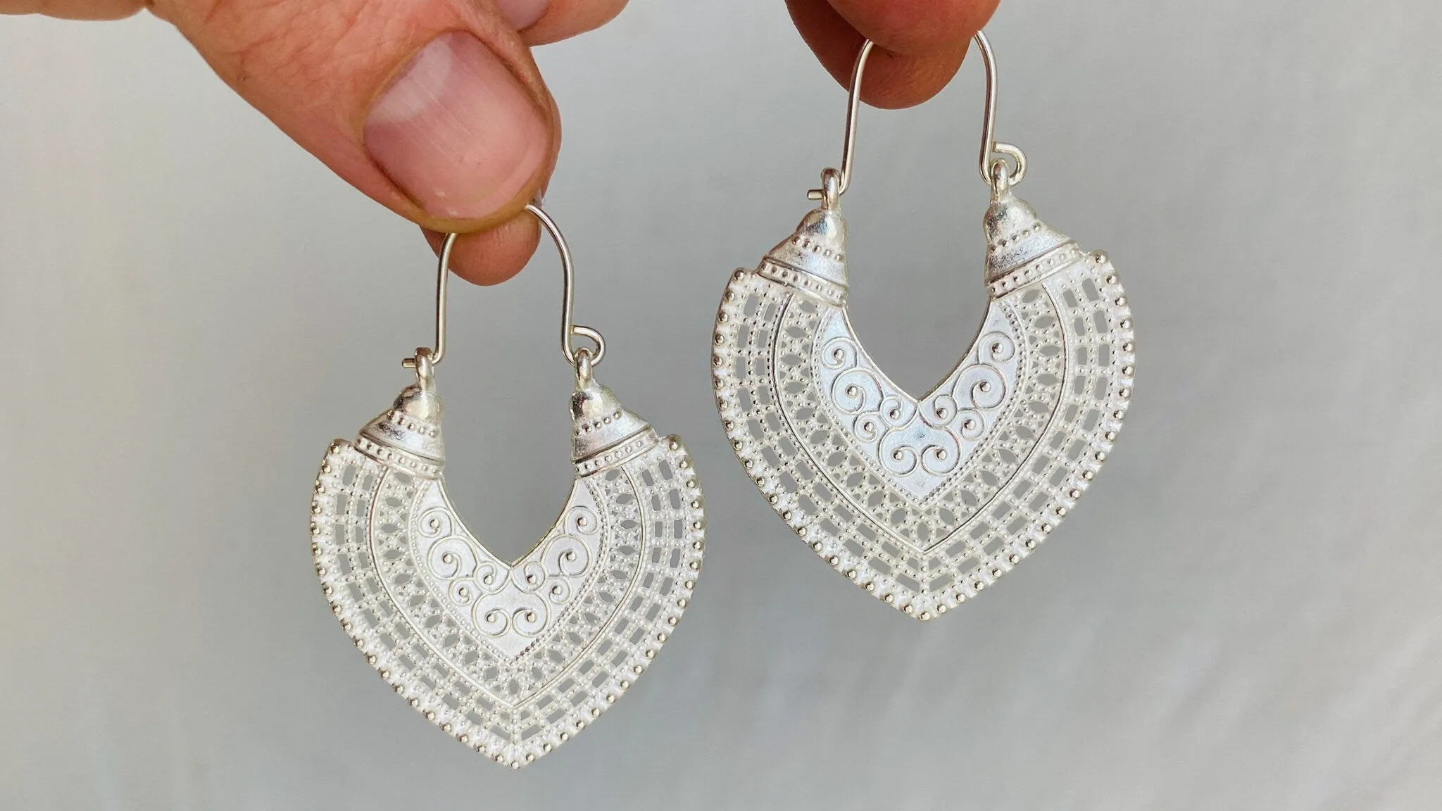 Thai Silver Earrings. Hoops