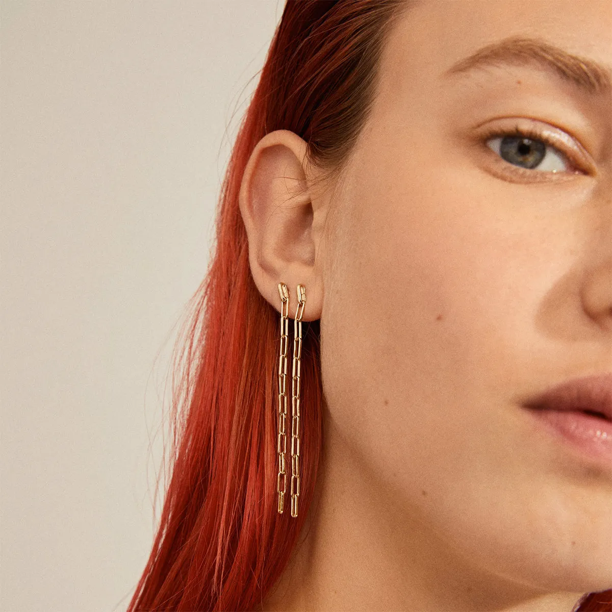 Thilde Long Chain Gold Plated Earrings