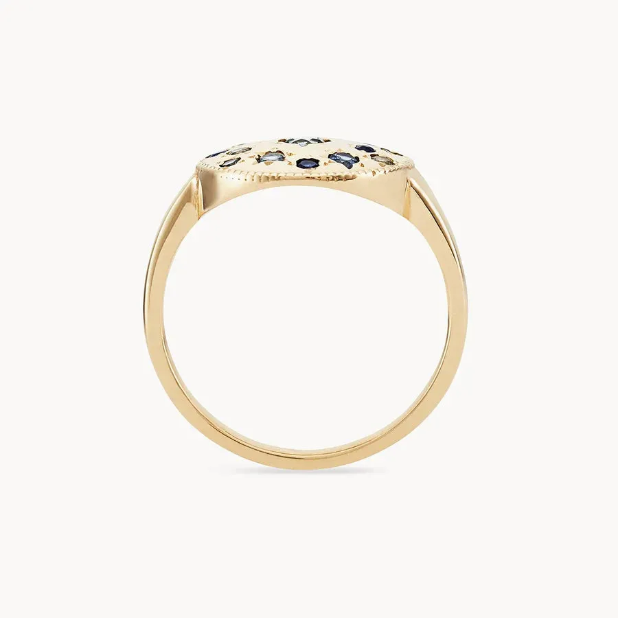 Tie Dye Moonchild Medallion Ring (14K Gold)