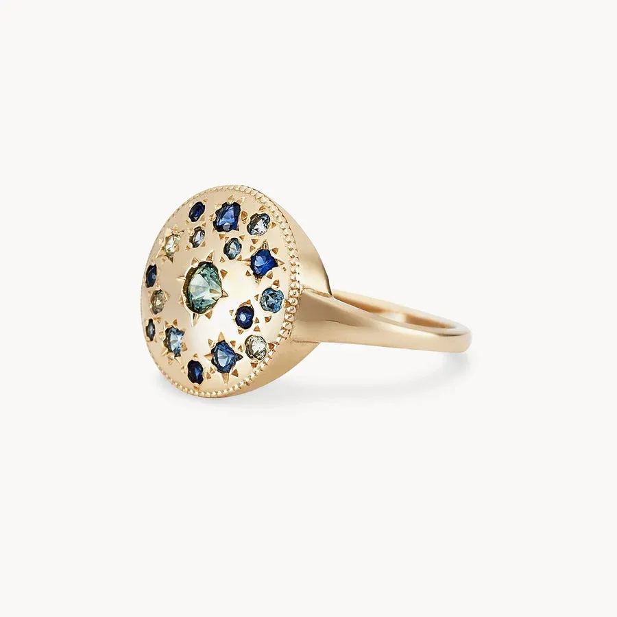 Tie Dye Moonchild Medallion Ring (14K Gold)