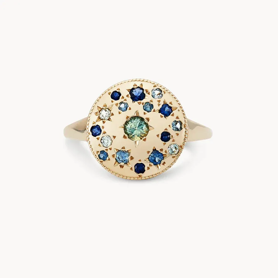 Tie Dye Moonchild Medallion Ring (14K Gold)