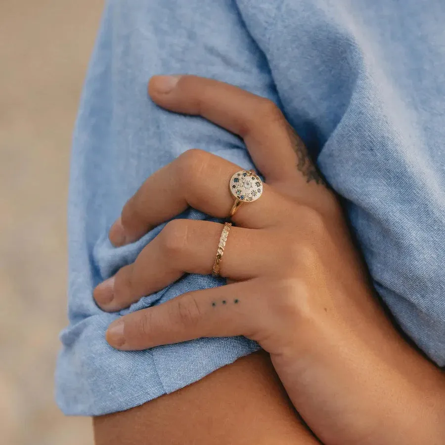 Tie Dye Moonchild Medallion Ring (14K Gold)