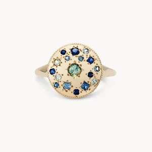 Tie Dye Moonchild Medallion Ring (14K Gold)