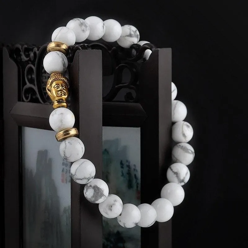 White Turquoise Buddhist Meditation Beads Bracelet